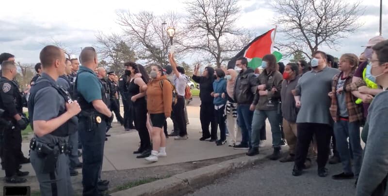 Still from A timeline of UB's pro-Palestine protests and police backlash